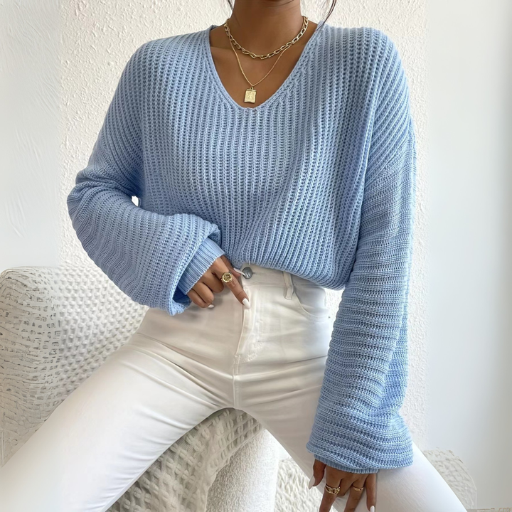 Alesi | Cozy Long Sleeve V-Neck Sweater