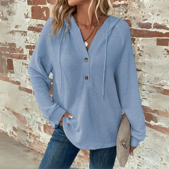 Sioni | Casual Long Sleeve V-Neck Hoodie Sweatshirt